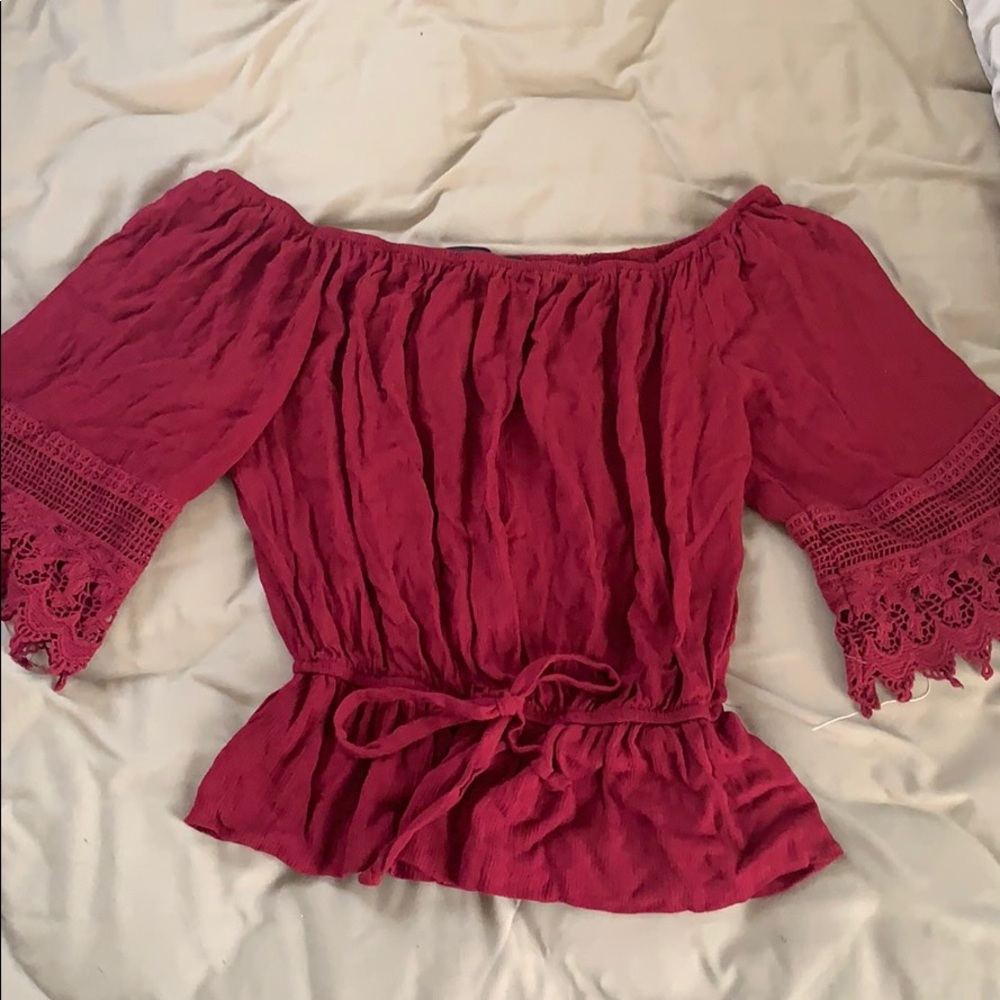 Maroon top. Size small